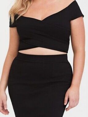 torrid Black Wrap Top and Pencil Skirt Set